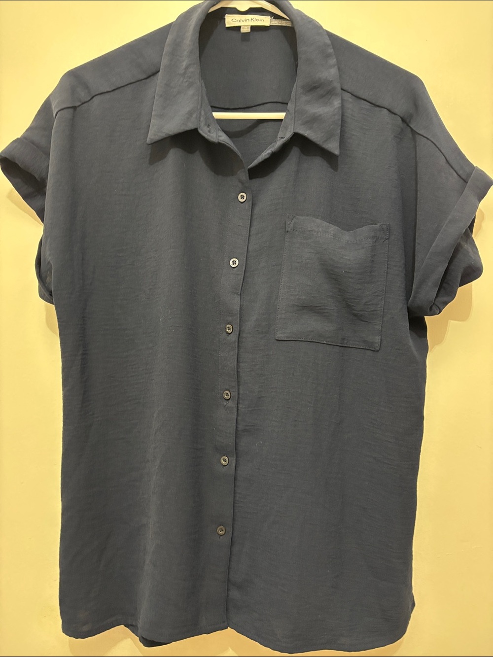 Calvin Klein Short Sleeve Blue/Navy Button-Up Shirt - Sz M